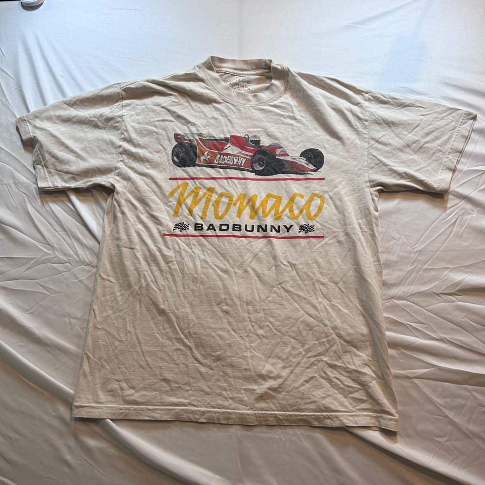 Bad Bunny Monaco Nadie Sabe Lo Que Va A Pasar Mañana Tour T-Shirt Mens L Cream